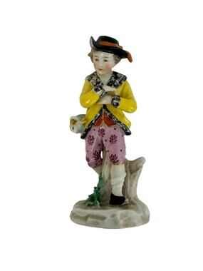 Sitzendorf Hunter Boy Porcelain Sculpture Figurine Collectible Antique Art